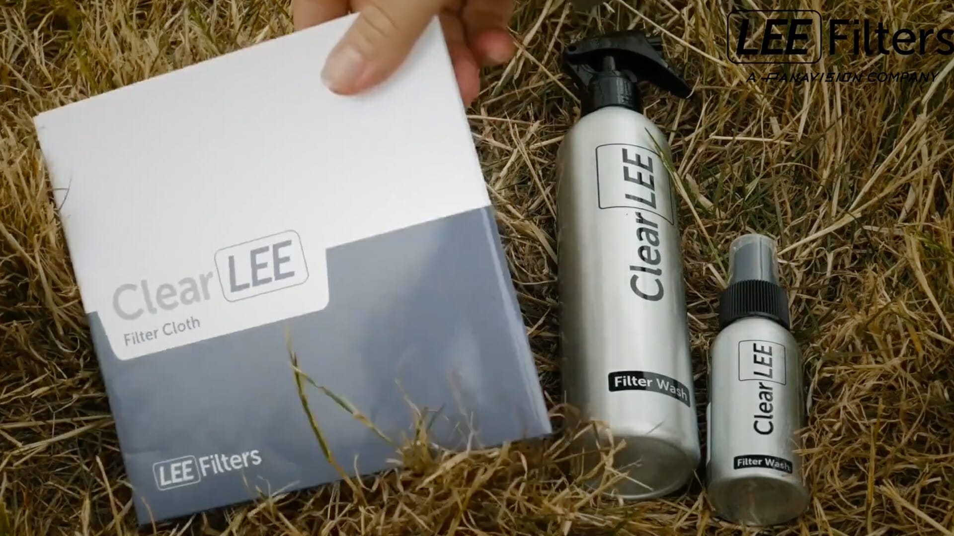 Large and small bottles of ClearLEE and filter cloth for filter cleaning
