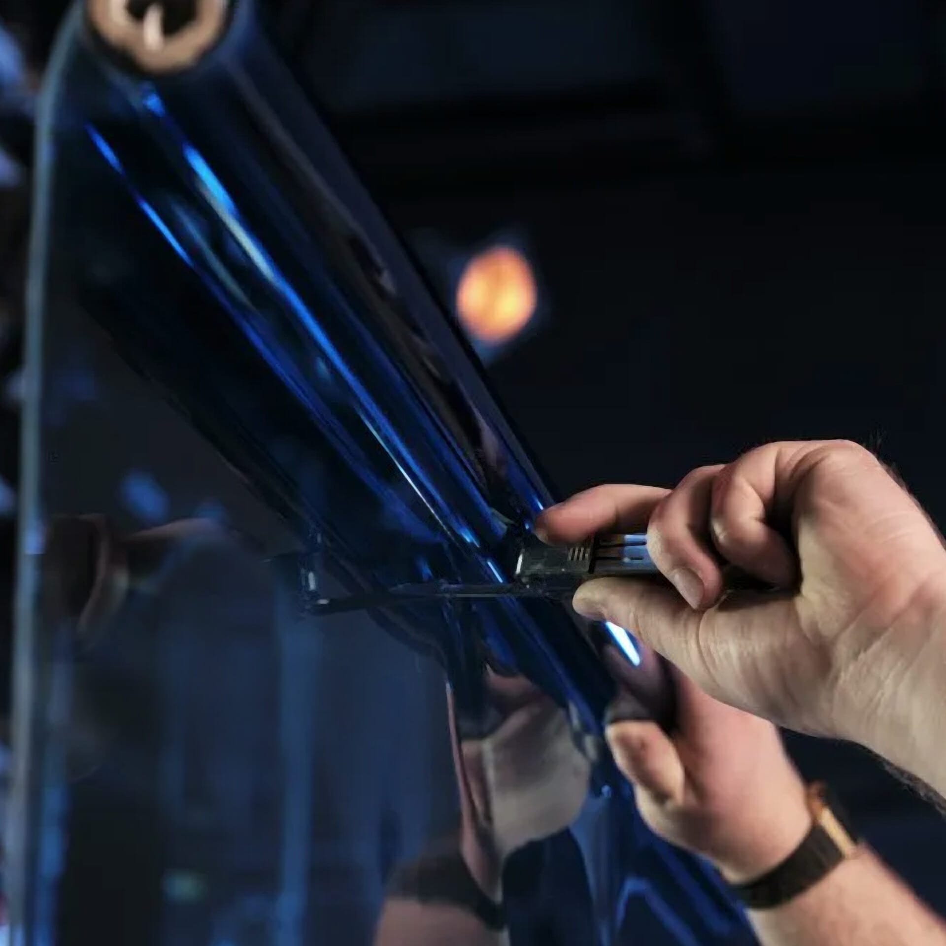 Lighting gel being attached